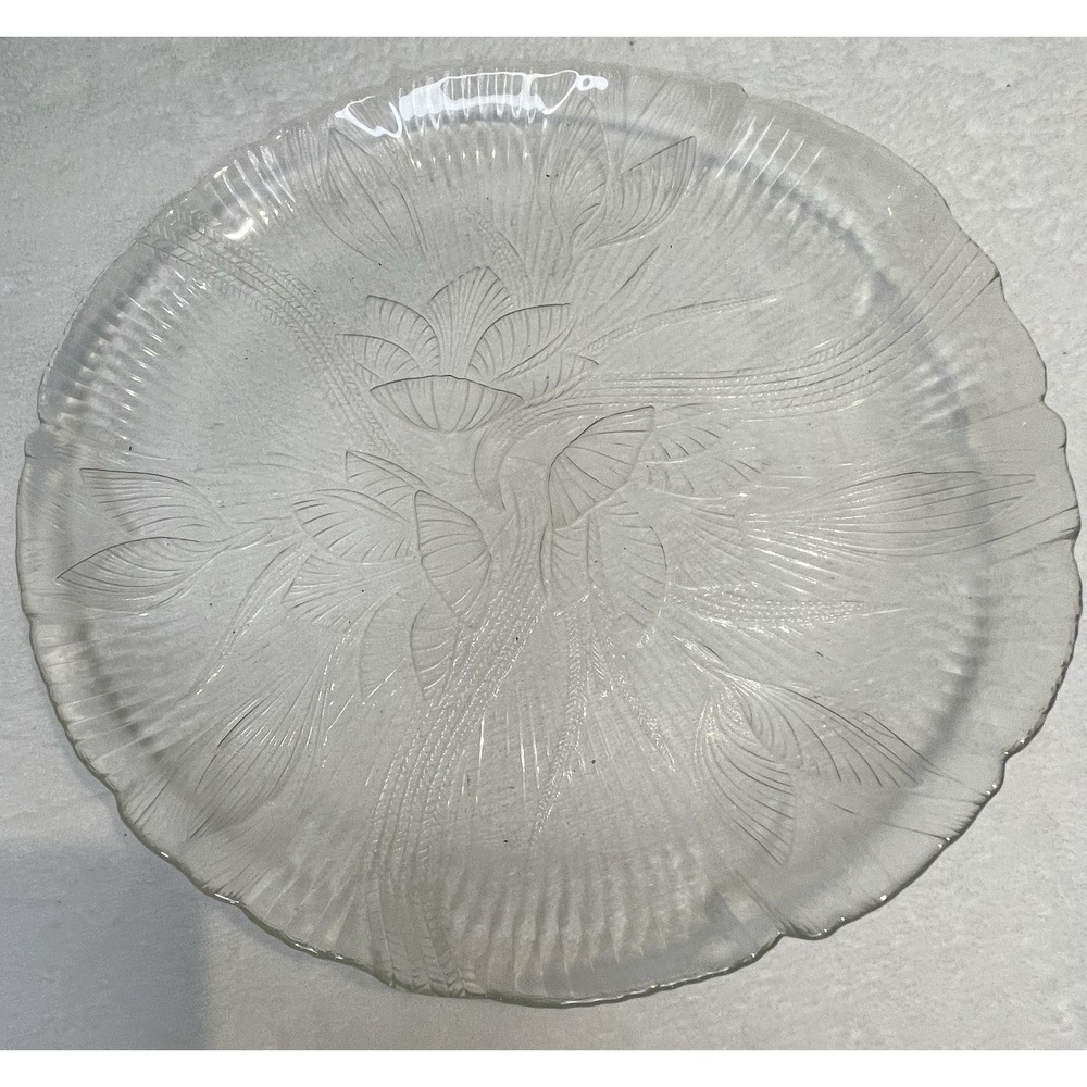 Arcoroc France Canterbury Glass Crocus Flower Pattern Dinner Plate 10 3/4" Qty 1